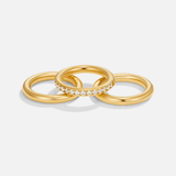 Conjunto de Três Anéis Vana em Ouro e Cristal