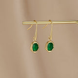 Brincos Pendentes Esmeralda Vintage