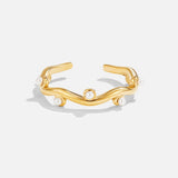 Anel Ouro 18K Pérola Ondulado